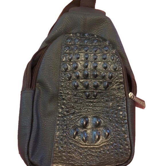 Leather Other - 🐊 Genuine leather sling bag with crocodile print. Color brown, unisex 🐊
